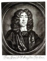 R. Thompsonin kaivertama Titus Oatesin (1649-1705) muotokuva
