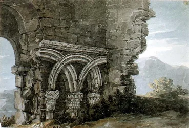 No.3204 Saksin pääkaupungit Pyhän Jaakobin kirkon seinissä, Dunwich, Suffolk