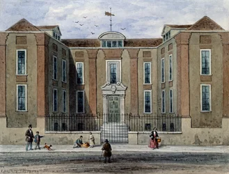 Ancient Mansion, nimeltään Pritchett Hall, South Side of Union St., Southwark, 1828