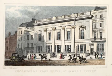 Crockfords Club House, St. James Street. Pub. 1828 (käsinvärinen kaiverrus)