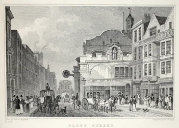 Fleet Street, "Lontoo ja sen ympäristö 1800-luvulla" -pubista. Jones und Co., 1827-1829