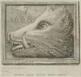 Majatalokyltti Boars Head Tavernista Eastcheapissa, n. 1850