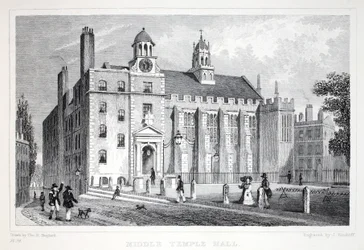 Middle Temple, pubista "Lontoo ja sen ympäristö 1800-luvulla". Jones und Co., 1827-1829