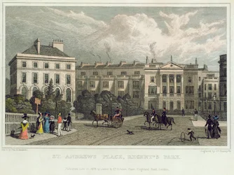 St. Andrews Place, Regents Park, 1828 (värikaiverrus)