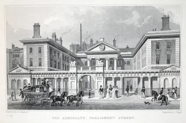 Admiralty, Parliament Street, "Lontoo ja sen ympäristö 1800-luvulla" -pubista. Jones und Co., 1827-1829