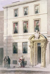 Painter Stainers Hallin uusi julkisivu, 1850 (wc paperille)