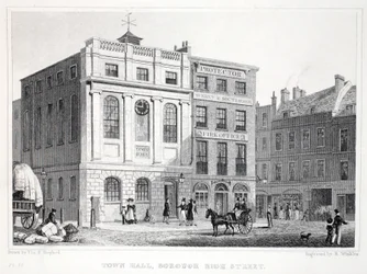 Town Hall, Borough High Street, "Lontoo ja sen ympäristö 1800-luvulla" -pubista. Jones und Co., 1827-1829