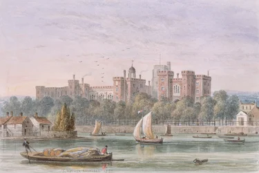 Näkymä Lambethin palatsille Thamesilta, 1837