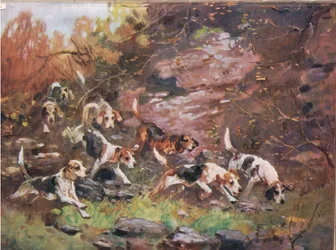 Läpi aluskasvillisuuden, kuvitus kirjasta "Hounds"
