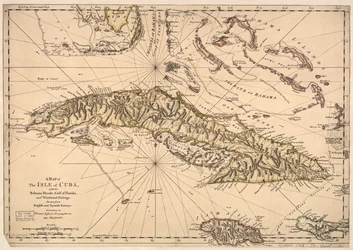 Kartta Kuuban saaresta, Bahama-saarista, Floridanlahdesta ja Windward Passagesta - Englantilaisten ja espanjalaisten kartoitusten perusteella laadittu. LOC 73697703