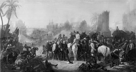 The Relief of Lucknow, und Triumphant Meeting of Havelock, Outram ja Sir Colin Campbell, teoksesta "...piirustukset...paikan päällä tehdyt... Mr. Egron Lundgren", julkaistu Lontoossa 1860