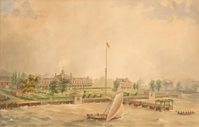 Lazaretto-karanteeni, n. 1860 (akvarelli paperille)