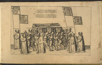 Sir Philip Sidneyn hautajaiset, kaiverrettu Theodore de Brij:n toimesta.