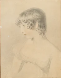 Susan Bloxamin rintakuva, käännetty profiilissa vasemmalle, 1818