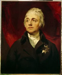 Kreivi Semjon Romanovitš Vorontsovin (1744-1832) muotokuva (Kreivi Semjon Romanovitš Vorontsovin muotokuva). Sir Thomas Lawrencen (1769-1830) maalaus öljy kankaalle. Englantilainen taide, 1700-luvun loppu - 1800-luvun alku, romantismi. Valtion Eremitaaši, 