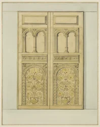 Veistetty Inner Doorway Tower -sisäänkäynti, Pyhän Johanneksen kirkko (akvarelli paperille)