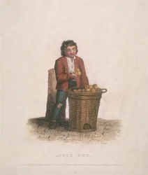 Omenamyyjä suurella hedelmäkorilla, 1820