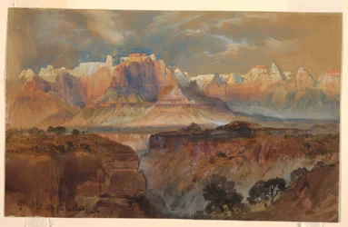 Piirros, Rio Virginin kalliot, Etelä-Utah, 1873.