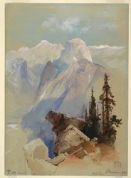 Piirros, Half Dome, Yosemite, 1873