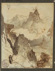 Piirros, Hiawatha näkee Mudjekeewisin, 1870-75.