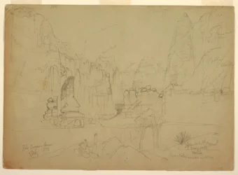 Piirros, Rio Virginin kanjoni, Etelä-Utah, 1873.