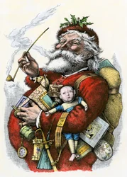 Pere Noel (joulupukki) lelut sylissään