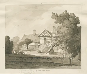 Betley Old Hall: seepiapiirustus, 1838