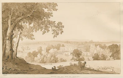 Chartley Hall: seepiapiirustus, 1837
