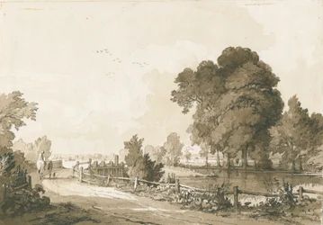 Great Haywood - Trent-joen tulvaportit: kynä- ja seepiapiirros, 17. heinäkuuta 1838