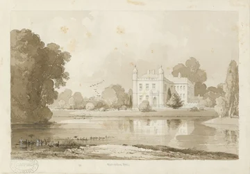 Hatherton Hall: seepiapiirustus, 1843