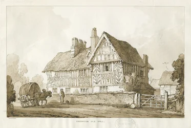 Haughton - Old Hall: seepiapiirustus, 1838