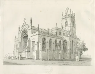 Penkridge Church: kynä- ja pesupiirustus, nd [1836] (piirustus)