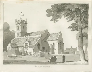 Standon Hall: kynä- ja mustepiirustus ja [?1800-luvun puoliväli] (piirustus)