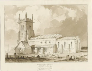 Stoke-upon-Trent Church [Vanha]: seepiapiirros, 1841