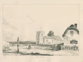 Stowe Church: kynä- ja mustepiirustus