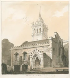Trentham Church: seepia ja keltainen pesupiirros, nd [?1838]