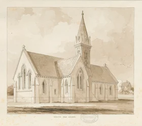 Walton-on-the-Hill Church [Uutta]: kynä- ja pesupiirustus