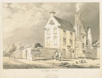 Wednesfield - "Old Hall": seepia-, kynä- ja sävypiirustus, 1837
