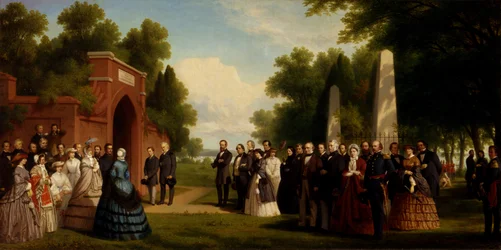 Walesin prinssin, presidentti Buchananin ja arvohenkilöiden vierailu Washingtonin haudalle..., 1861