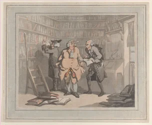 Kirjakauppias ja kirjailija, 25. syyskuuta 1784, 25. syyskuuta 1784. Tekijät: Thomas Rowlandson, Samuel Alken.