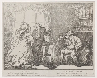 Bozzy ja Madame Piozzi Frontispiece, Bozzy ja Piozzi, Peter Pindar, 1780-86., 1780-86.