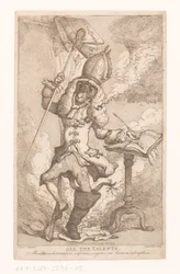Frontispiece voor "All the Talents" van "Polypus" (E.S. Barrett), 1807 Kaikki kyvyt (nimi esineessä)