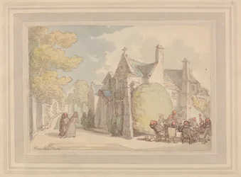 Munkit kiertelevät luostarin ulkopuolella