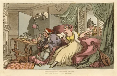 The Honeymoon, The English Dance of Death -pubista. 1816 (käsinvärinen kaiverrus)