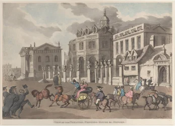 Näkymä teatterille, painotalolle jne. Oxford, 1810, 1810.