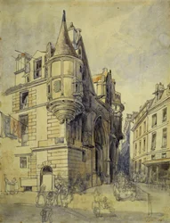 Hotel de Sens, rue du Figuier, n. 1833 (lyijykynä ja akvarelli)