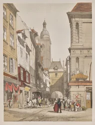 Kuvankaunis arkkitehtuuri Pariisissa, Gentissä, Antwerpenissä, Rouenissa: Rue de la Crosse Horlogue, Rouen, Ranska