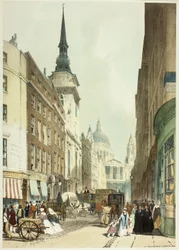 Pyhän Paavalin kirkko Ludgate Hilliltä, levy 24 teoksesta Original Views of London as It Is (Alkuperäisiä näkymiä Lontoosta sellaisena kuin se on)