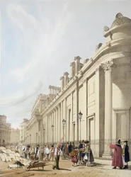 Englannin keskuspankki katselee Mansion Housea kohti "London As It Is", taiteilijan kaivertama ja julkaissut, 1842