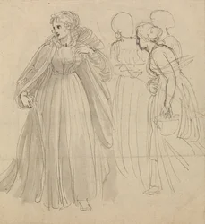 Study for Illustration - Prinsessa avustajiensa kanssa